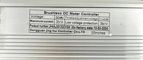 NULKOMMA JH4AJ3012DZXQS Ebike Controller DC48V 28A Brushless Motor Controller for 20'' Electric Bicycle Scooter