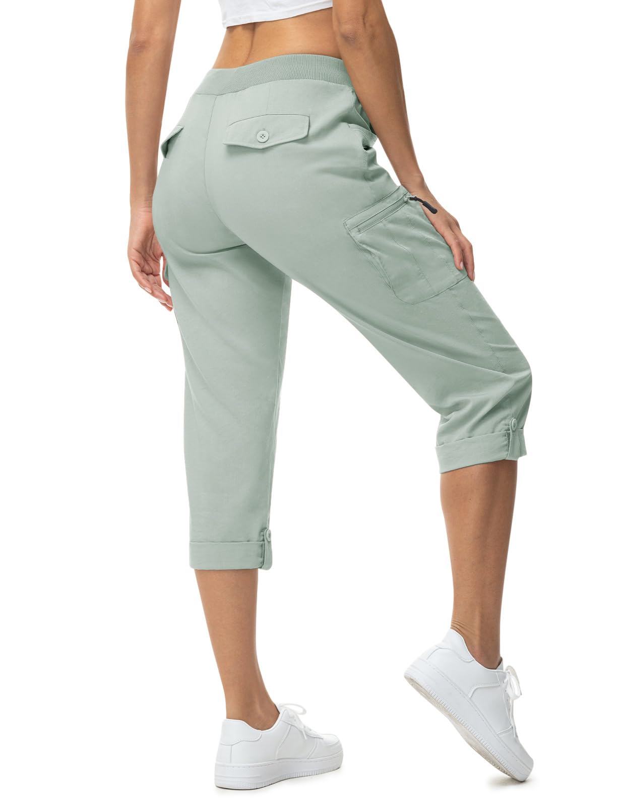 TBMPOY Womens Cargo Capris with Pockets Lightweight Hiking Capris Pants Quick Dry Casual Cropped Pants Summer Trip Cotton Blue M