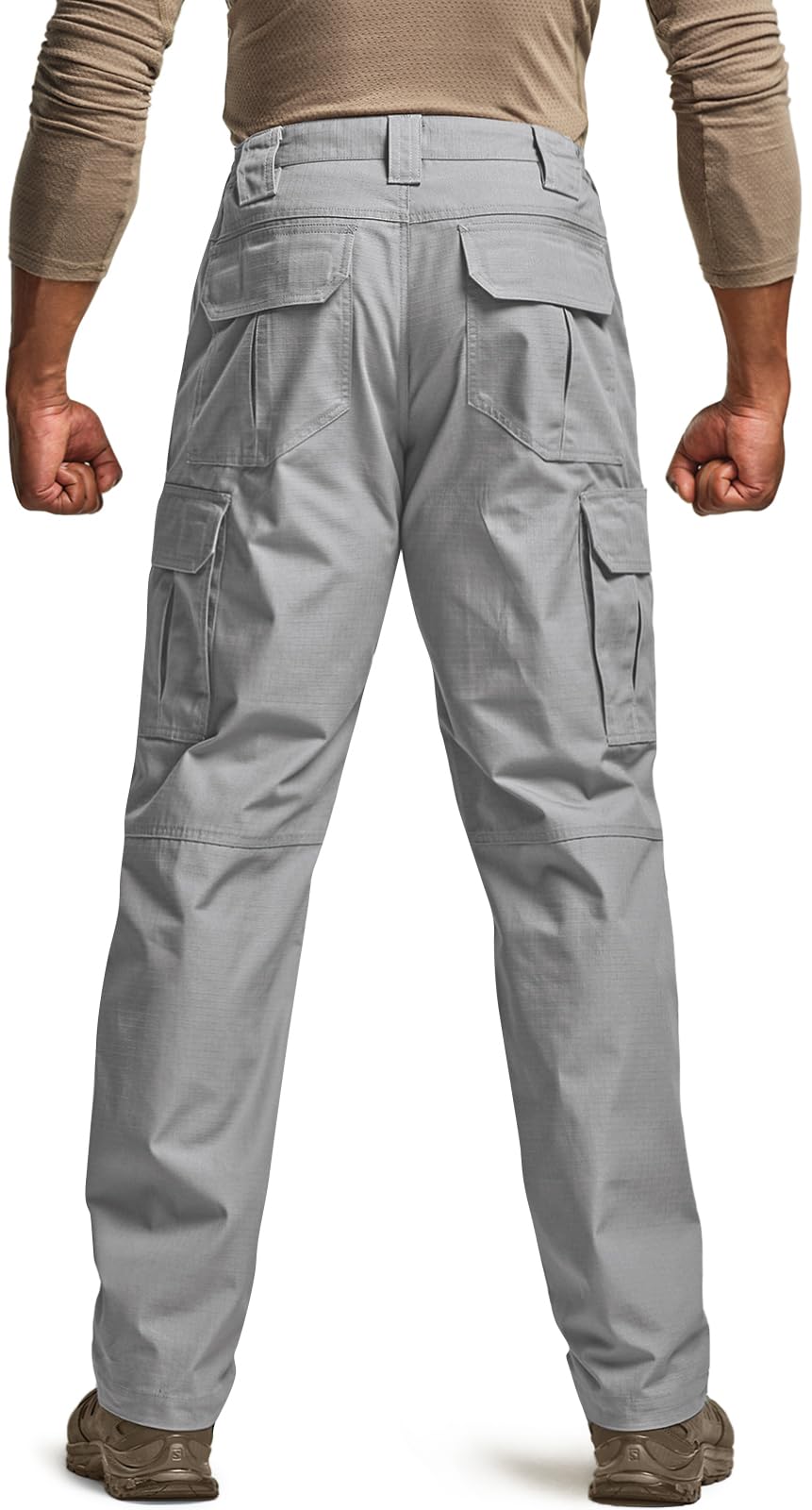 CQR Men's Tactical Pants, Water Resistant Ripstop Cargo Pants, Lightweight EDC Work Hiking Pants, Outdoor Apparel, Raider Stone, 34W x 34L