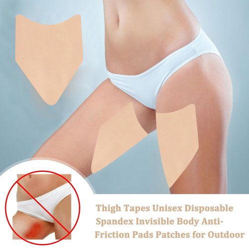 WOLAIYE Thigh Lift Anti Chafing Friction Tape Patches, Chafe Protection Thigh Inner Adhesive Sticker, Clear Invisible Waterproof Skin Pads, 12PCS