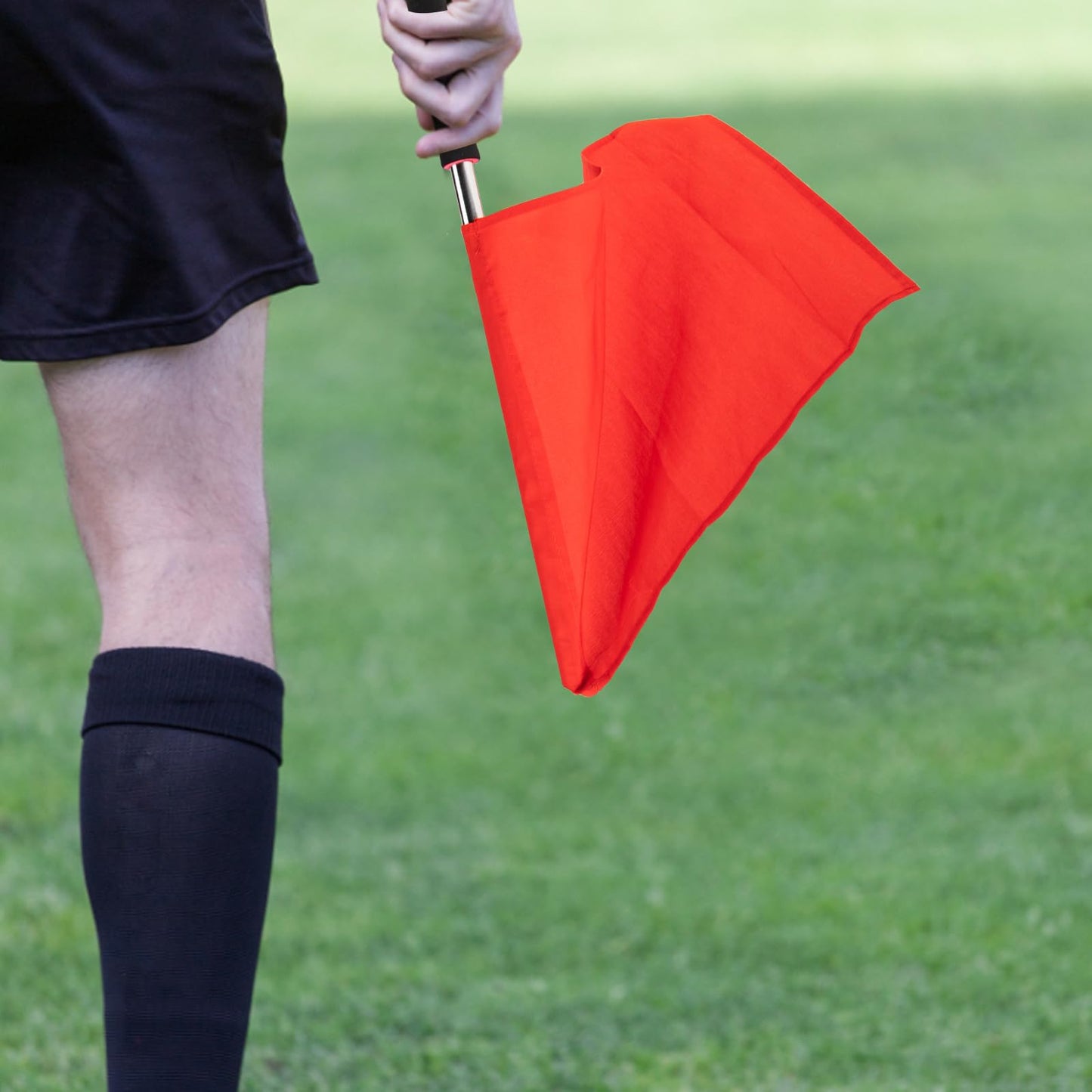 2PCS Referee Flags With Stainless Steel Handle - Red Signal Flag for Volleyball, Soccer, Track and Field - Lightweight Line Judge Equipment