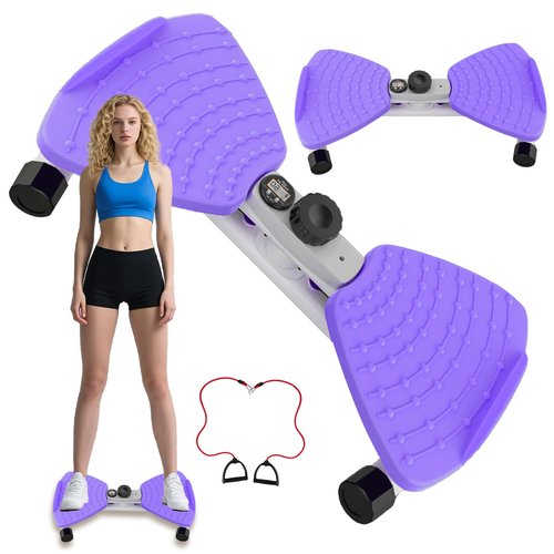 Twisting Waist Machine, Twist Board for Exercise, 300 lbs Weight Capacity, Noiseless Ab Twister for Home Gym Equipment for Women/Men, Track Time, Reps, Calories with Digital Display (Purple)