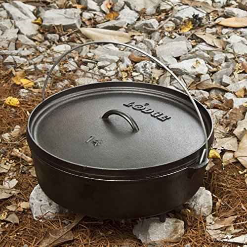 Lodge 6 Quart Pre-Seasoned Cast Iron Camp Dutch Oven with Lid - Dual Handles - Use in the Oven, on the Stove, on the Grill or over the Campfire - Black
