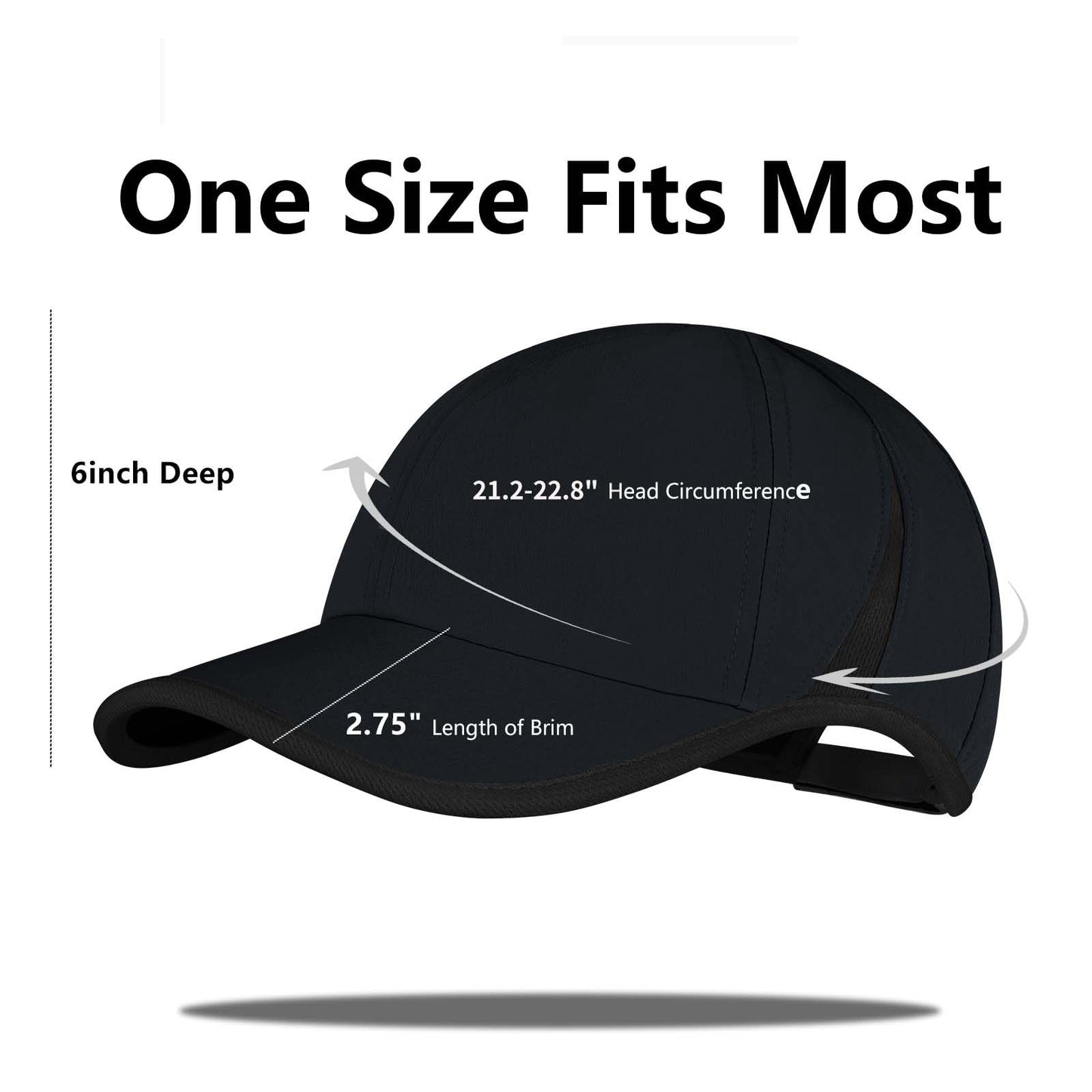 SEEK SURE Black Dry Fit Hat Men Women Low Porfile Fitted Ball Caps Lightweight Performance Running Hat