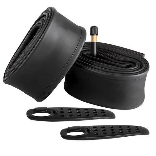 FANSPRO 2 Pack of 26 Inch Bike Tube 26x2.125 26x2.20 26x2.25 26x2.30 26x2.35 26x2.40 Heavy Duty Bicycle Tube with 2 Tire Levers, 48mm Schrader Valve Premium Quality Butyl Inner Tube