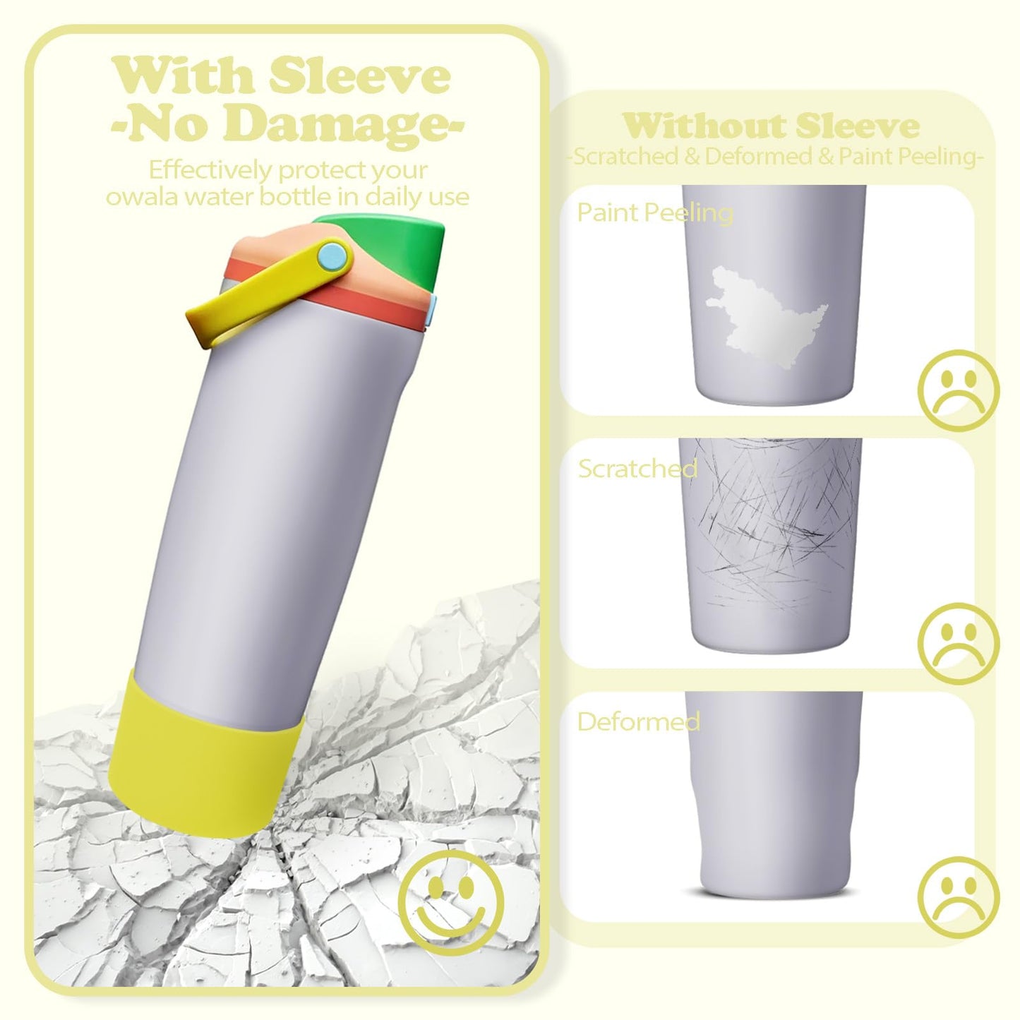Kaitiaki Silicone Boot for Owala 30oz & 40oz FreeSip Sway Bottles & Tumblers - Non-Slip, Scratch-Resistant, Stability Enhancer, Available in 12 Colors (Opal Dream Yellow)