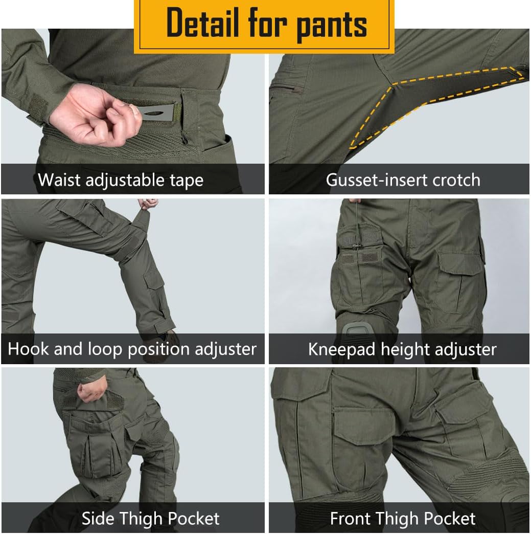 IDOGEAR Men G3 Combat Uniforms Set with Knee & Elbow Pads Camouflage Clothing