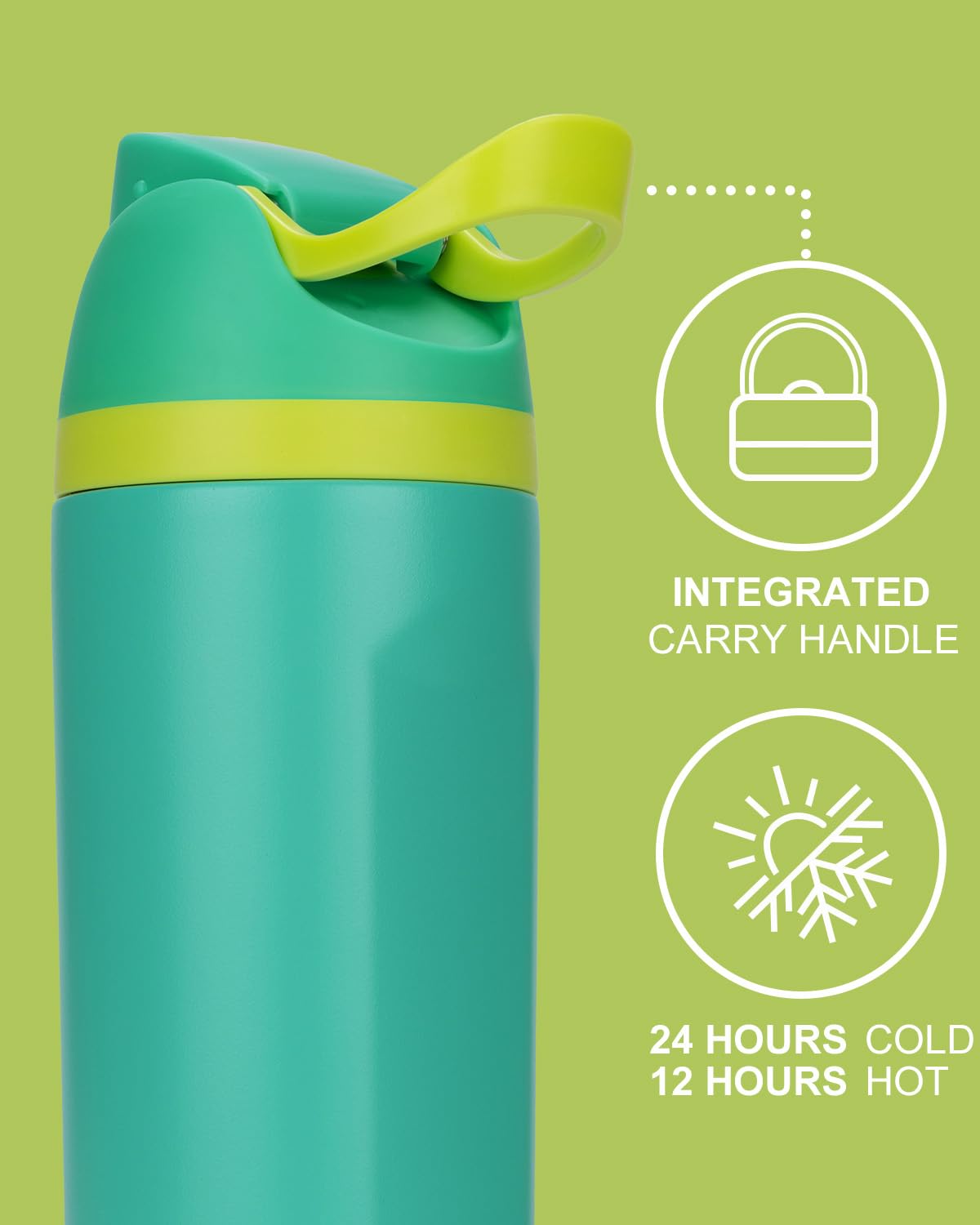 Fluxpur Insulated Water Bottle Sports Stainless Steel Water Bottle with Straw Travel Leakproof,24 Oz,Green 10