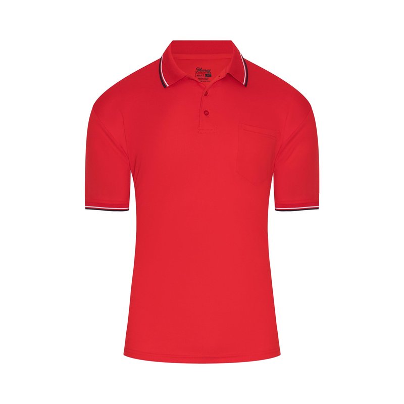 Murray Sporting Goods Short Sleeve Polo Baseball and Softball Umpire Shirt - Sized for Chest Protector (Red, Large)