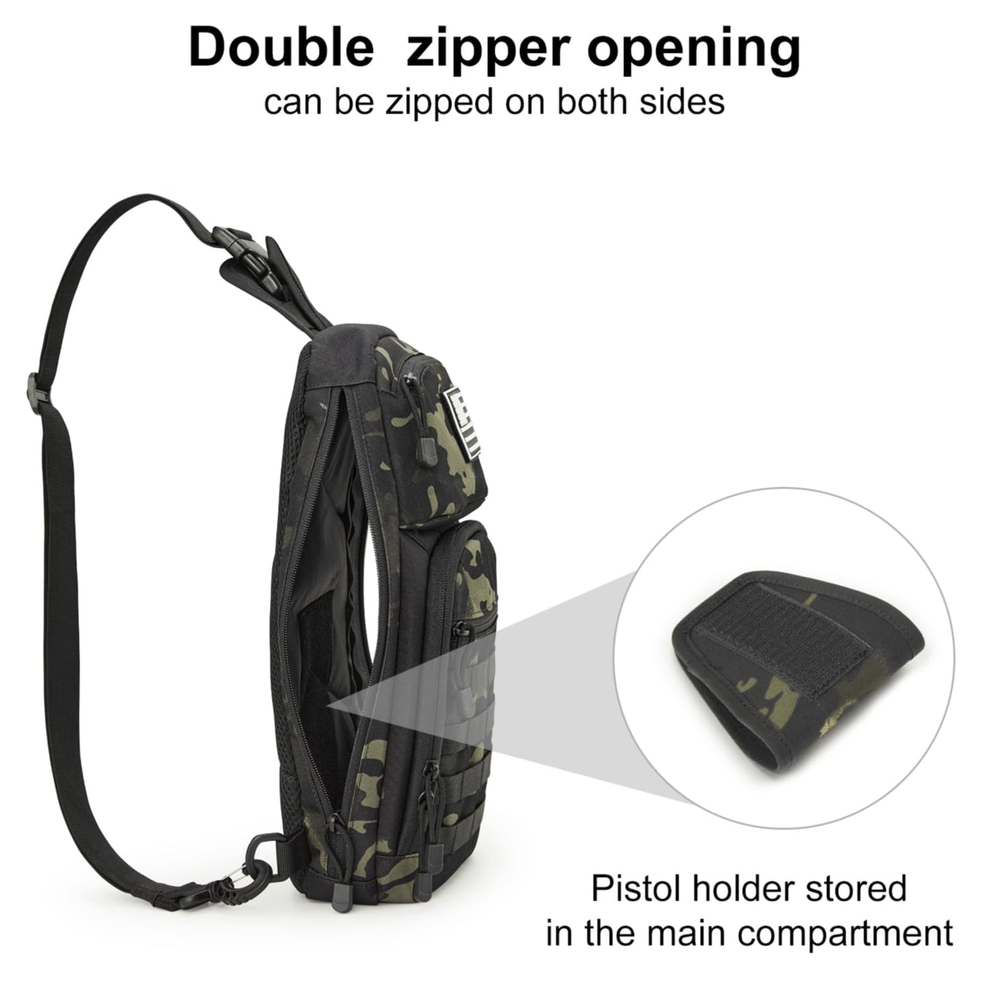 G4Free 10L Tactical EDC Sling Bag Backpack Military Molle Chest Shoulder Assault Pack for Concealed Carry(Black Cp)