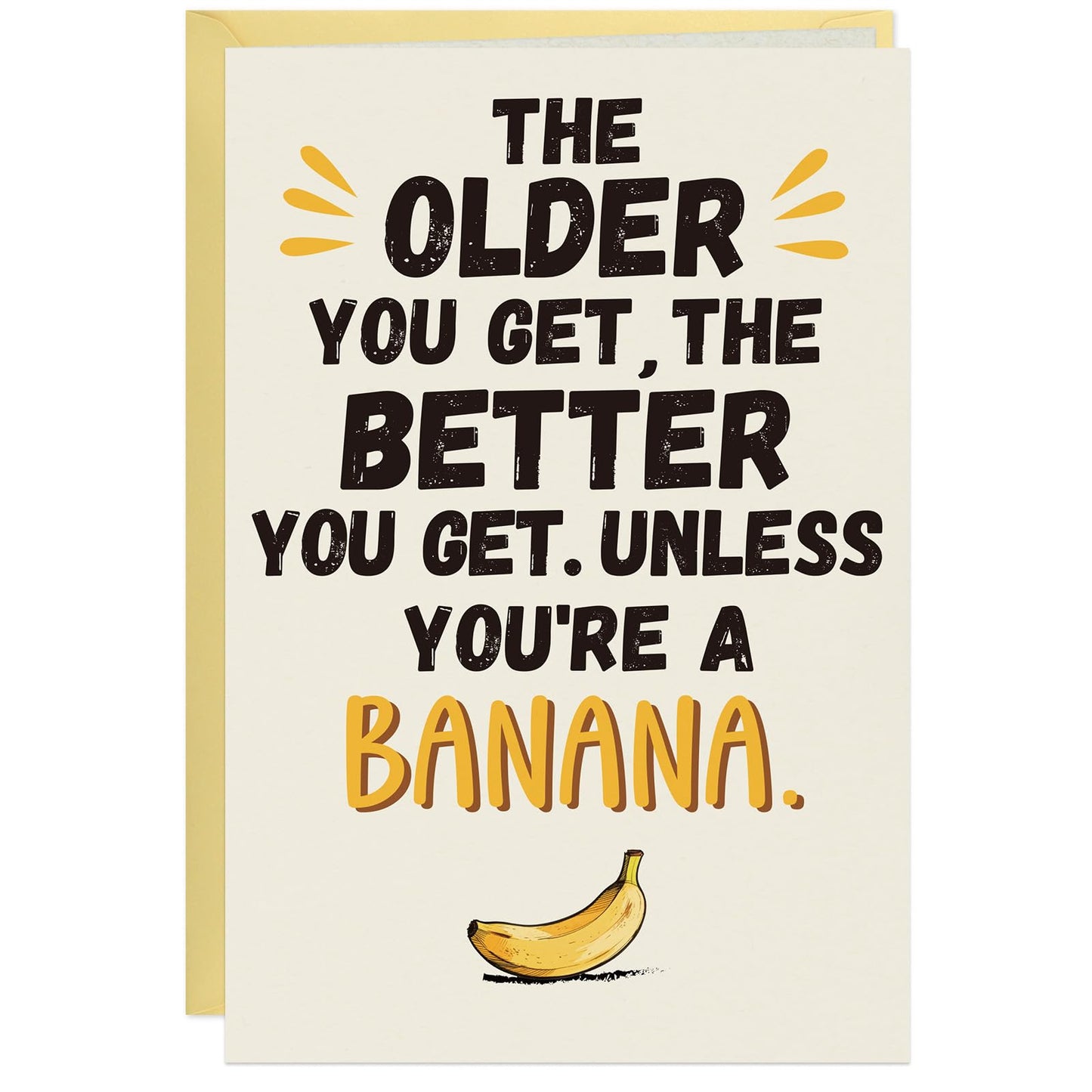 FLYAB Funny Birthday Cards - Recyclable Birthday Card with Envelope Banana Funny Bday Gift for Mom Dad Grandma Grandpa Friends (5.5x8 Inch)