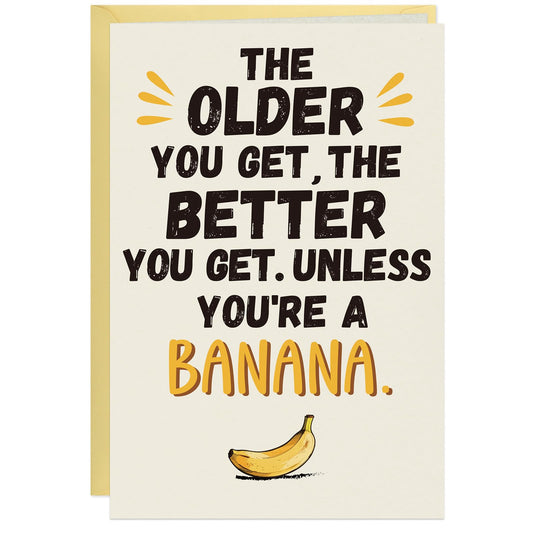 FLYAB Funny Birthday Cards - Recyclable Birthday Card with Envelope Banana Funny Bday Gift for Mom Dad Grandma Grandpa Friends (5.5x8 Inch)