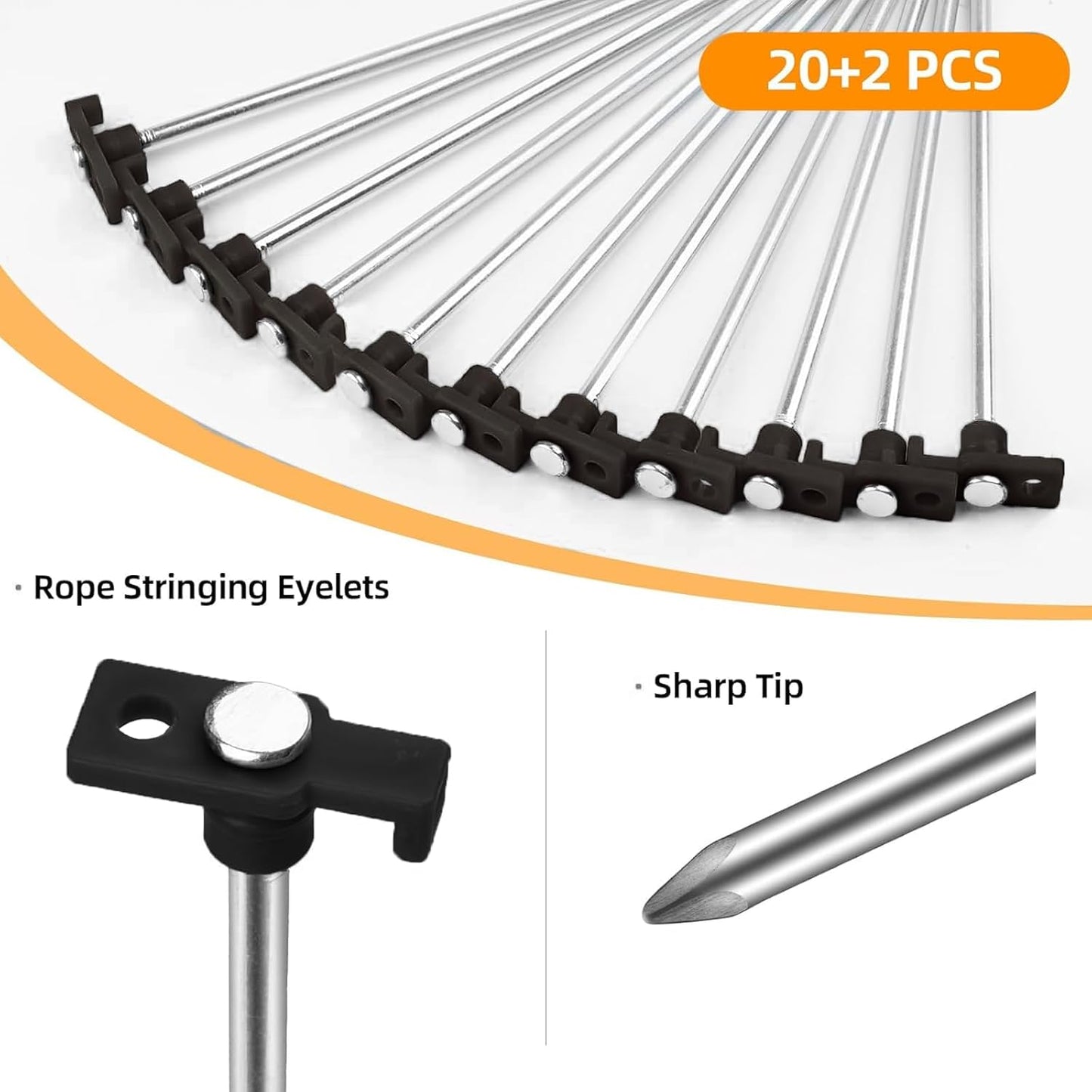 12PCS Tent Stakes Heavy Duty Camping Stakes,AVOFOREST 7.1Inch Non-Rust Metal Tent Pegs Ground Stakes Tent Spikes Camping,Hiking Orange