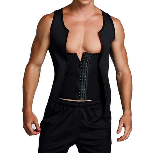 CGDUYWJ Men's zipper Waist Trainer Trimmer vest, Men Sauna Vest Sweat Waist Trainer, Compression Tank Top Men Athletic Workout (1pcs, L)