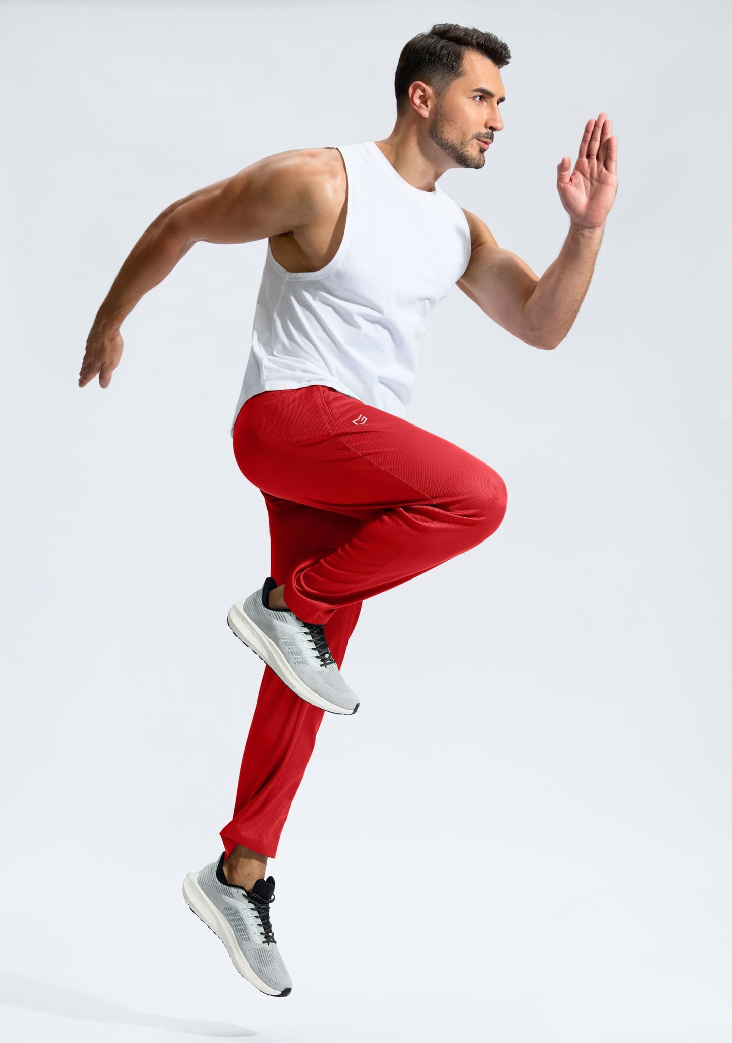 G Gradual Men's Sweatpants with Zipper Pockets Lightweight Mesh Athletic Pants for Men Open Bottom Workout Gym Running Red