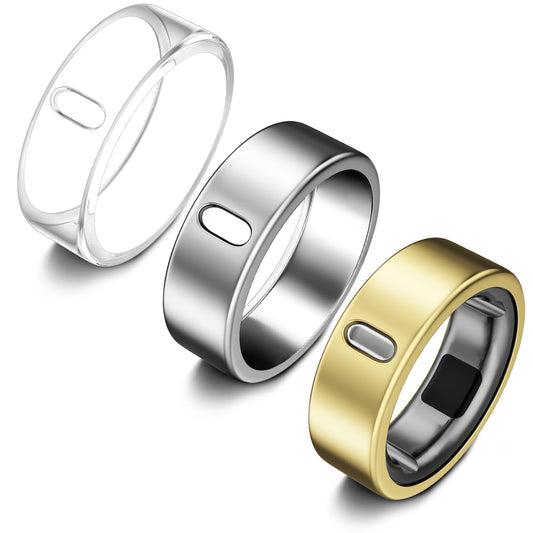3 Pack Cover Compatible with Oura Ring Gen 4/Oura Ring Gen 3 Horizon/Heritage, Surport Charging with Cover on, Anti-Scratch TPU Protector for Men Women (Size 7, Clear+Silver+Gold)