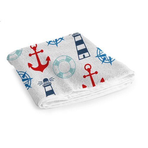 Personalized Kids Beach Towel – Custom Name Towels for Boys & Girls – Super Soft Silk Touch, Great for Pool, Beach or Vacation; Nautical Anchors, Large 30"x60", 1-Sided Printing, Printed in The USA