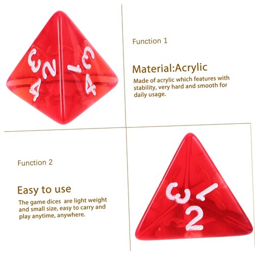 DECHOUS 4-Sided Red Acrylic Dice 20pcs Portable and Elegant for Role Playing Games and Social Gatherings