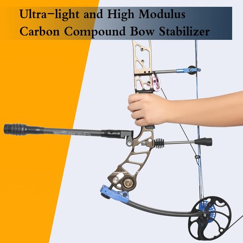 Perogen Archery Bow Stabilizer for Compound Bow Hunting 3K High Modulus Carbon Including dampers, Light Weighted, 8",10",12" in (8 inches)