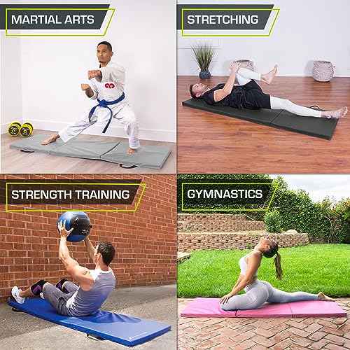 ProsourceFit Tri-Fold Folding Thick Exercise Mat 6¡¯x2¡¯ with Carrying Handles for MMA, Gymnastics Core Workouts