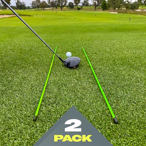 Golf Alignment Training Sticks - 2 Pack, 48 Inch Practice Rods, Green