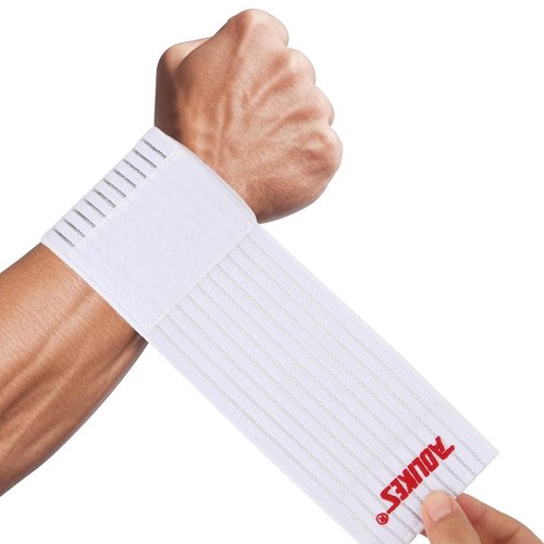 Athletic Wrist Support Wrap, Elastic Compression Band for Weightlifting, Workout, Breathable Compression for Basketball, Gym & Office Typing | Sweat-Resistant & Unisex Design (White)