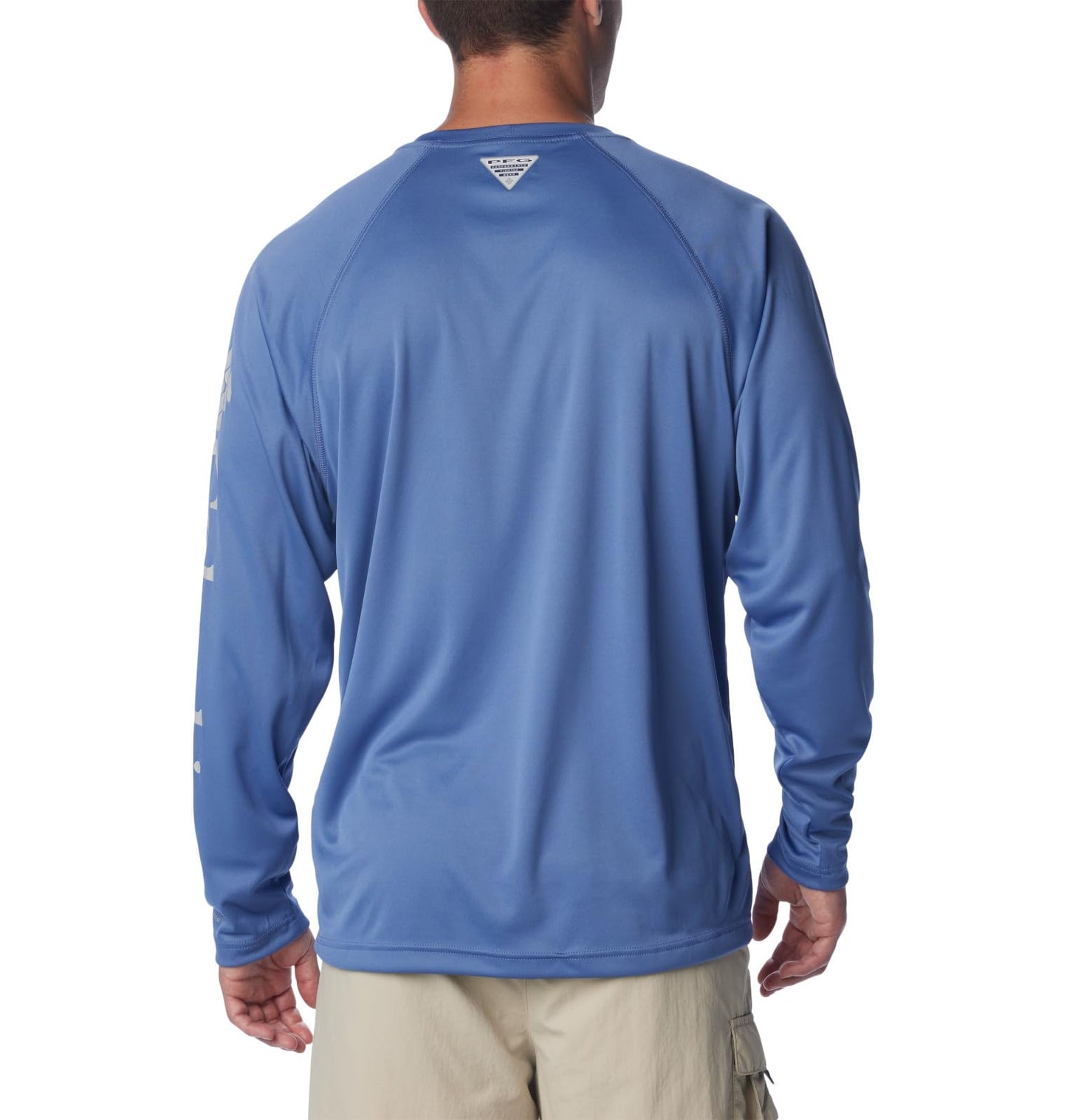 Columbia Men's Terminal Tackle Long Sleeve Shirt, Bluebell/Cool Grey Logo, Large Tall