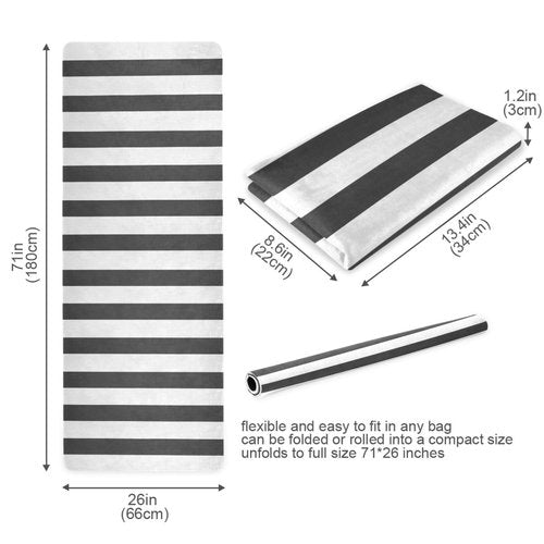 FLildon Black White Stripes Yoga Mat Thick Non Slip Yoga Mat Workout Mat for Men Women, Exercise & Exercise Mat for Home Gym, Yoga, Pilates, Stretching, and Floor