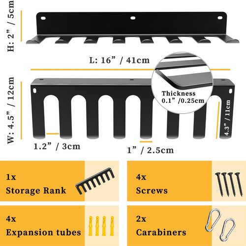 yuyiqi Multi-Purpose Gym Equipment Storage Rack, Wall-Mounted Heavy Dudy Home Gym Accessory Storage Rank for Resistance Bands, Barbells, Lifting Belts, 8 Prongs