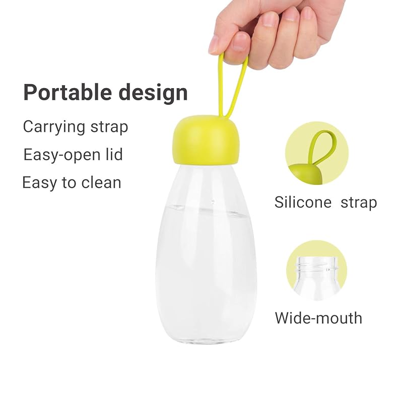 Emoi 12oz BPA Free Water Bottle with Green Cap & Silicone Strap