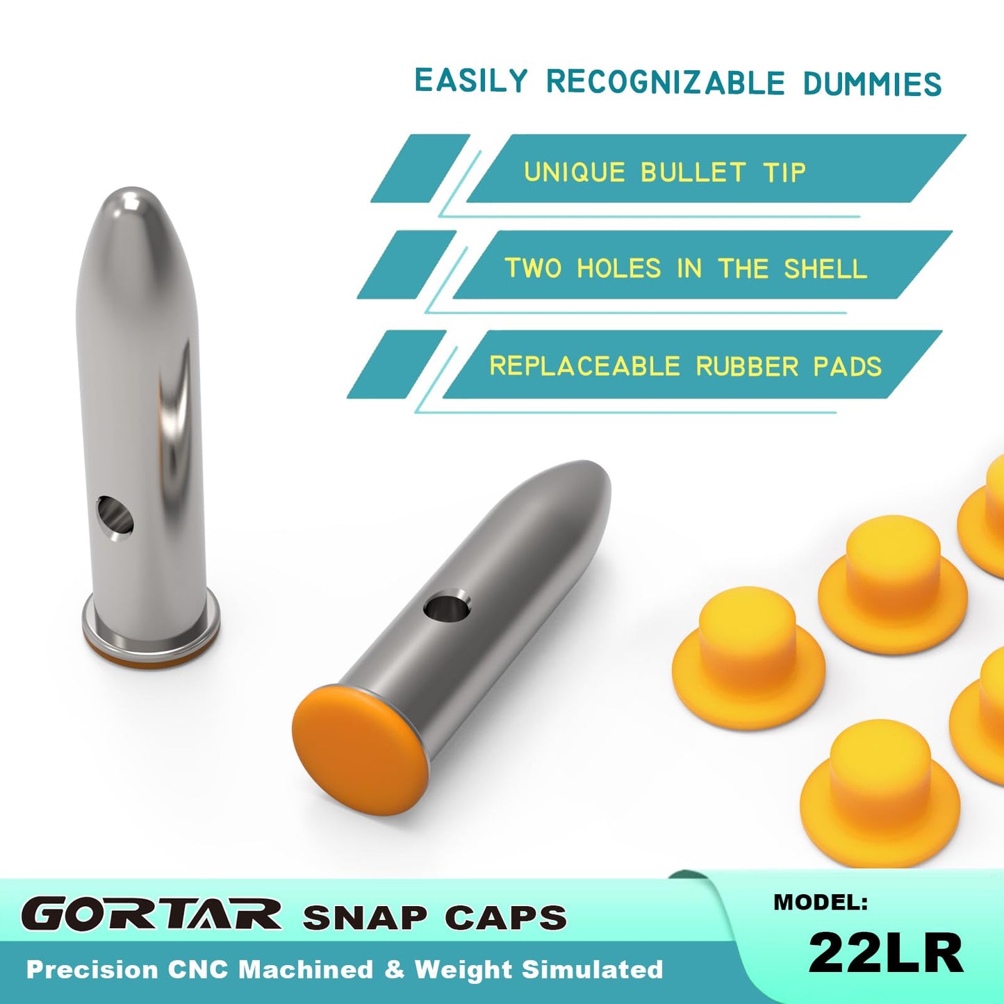 GORTAR 22LR Snap Caps Training Dummy Rounds Practice Safe Loading Firing Close to Real Weight, – 12 Pcs