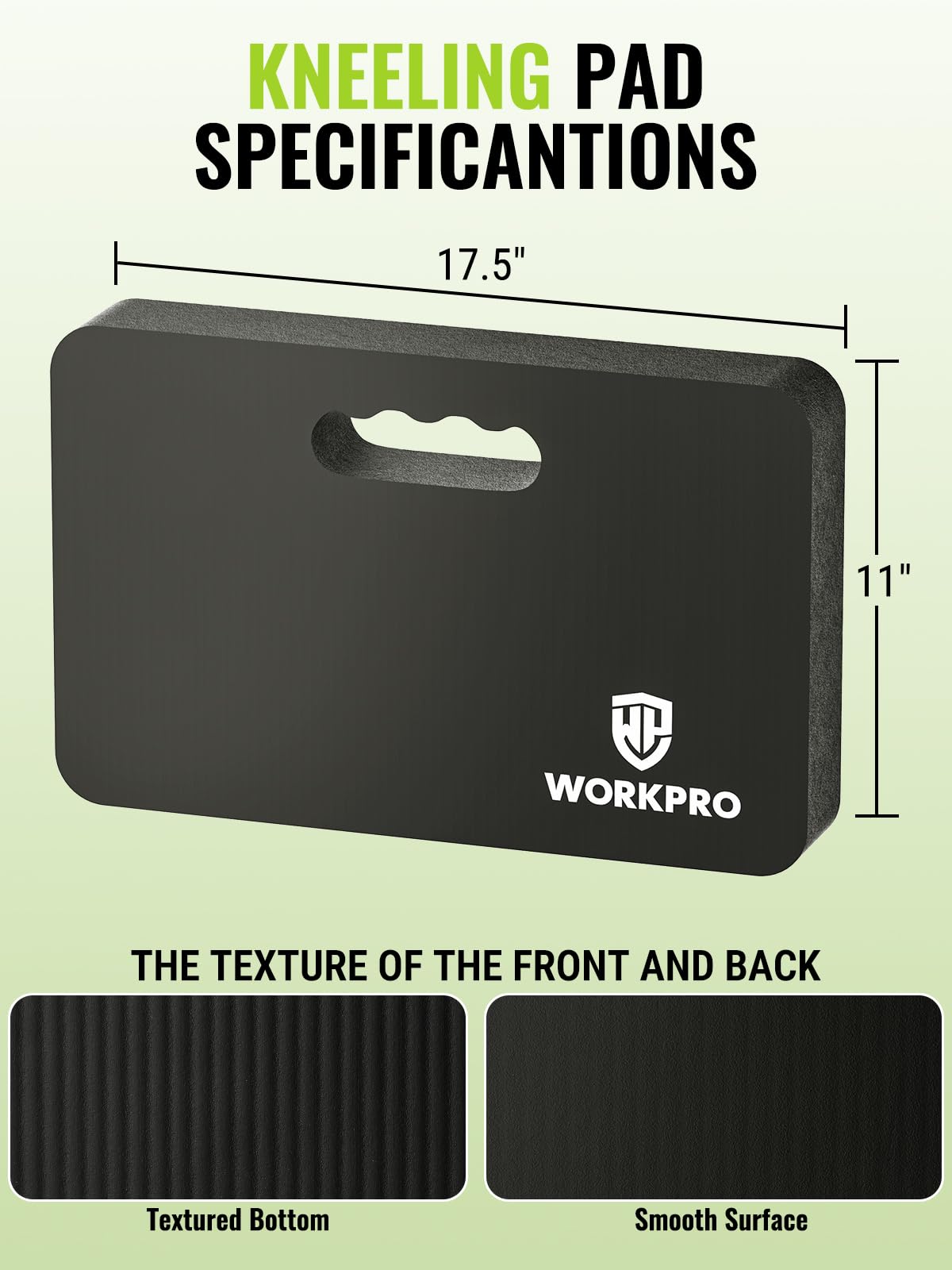WORKPRO Extra Thick Kneeling Pad, 2 Pack, 17.5 x 11 x 1.5 in, Black
