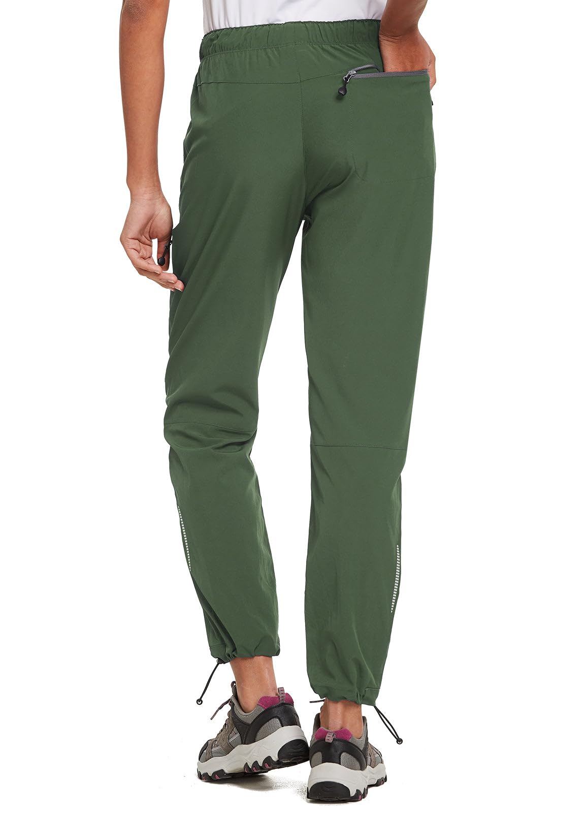 baleaf Cargo Pants for Women Petite Joggers Lightweight Quick Dry Pant Water Resistant 27'' Travel Workout Athletic Trip 27''-Army Green XL