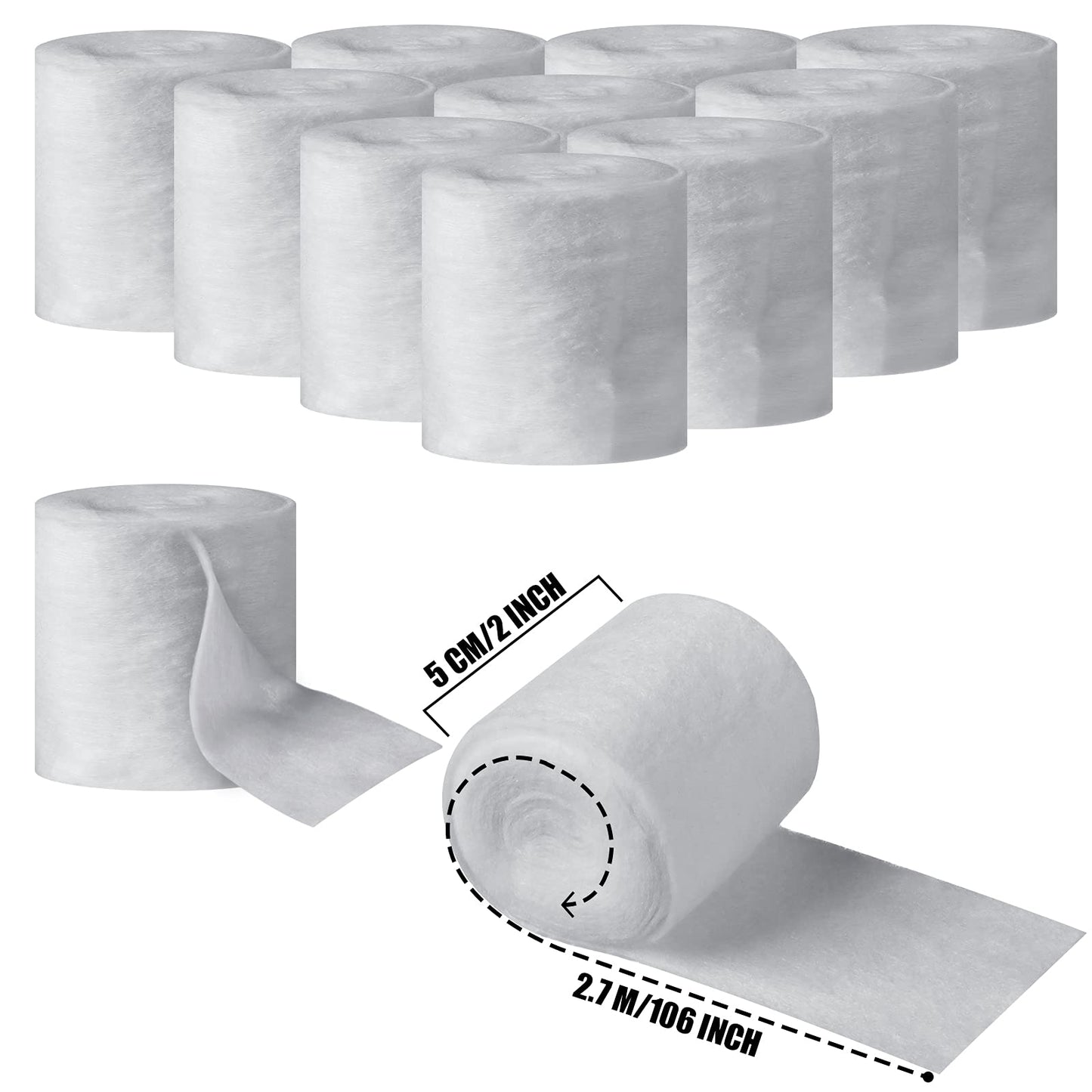 Nuanchu 12 Rolls Medical Cotton Cast Padding Roll Individual Pack Soft Plaster Cloth Gauze Roll Undercast Padding Wrap Bandage for Halloween Bandage Art Body Casts Mask Making Craft(2 Inch X 8.8 ft)