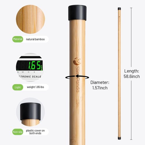 Slim Panda 5ft Yoga Stick, Exercise Stick for Stretching, Stretching Stick for Mobility, Flexibility, Physical Therapy, Balance Support, Posture Correction & Workout
