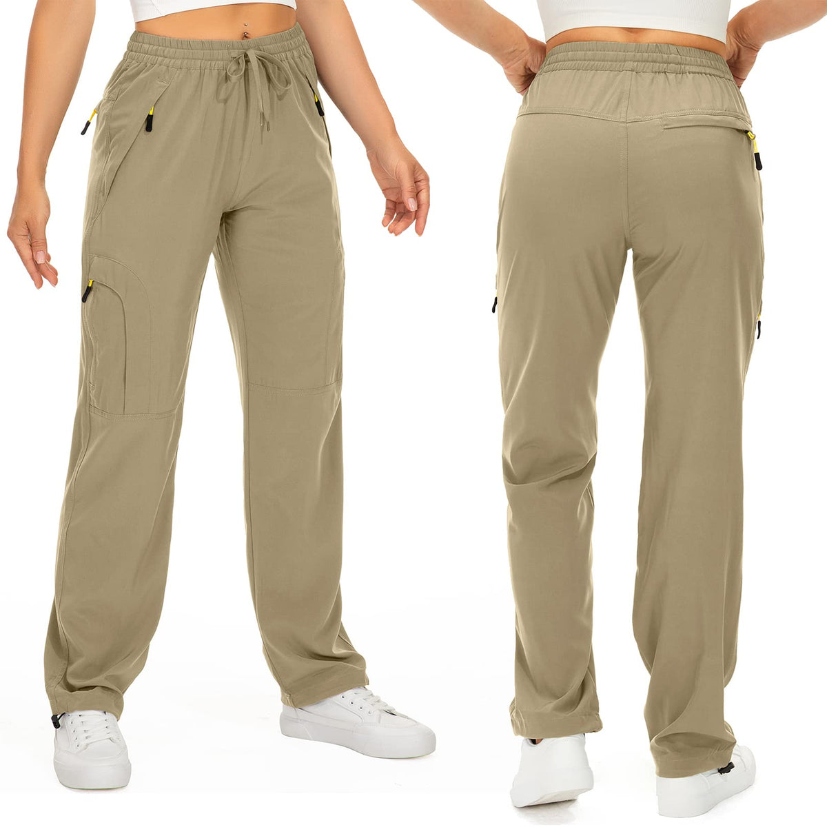 Toomett Women's Hiking Cargo Pants Quick Dry UPF50+ Outdoor Pants for Women Fishing Safari Travel Stretchy Pants with Pockets,6608,Khaki,XS