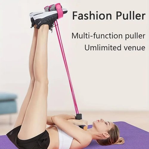 Multifunction Elastic Yoga Pedal Puller Resistance Band, 6-Tubes Tension Rope, for Abdomen/Arm/Leg Stretching Slimming Training