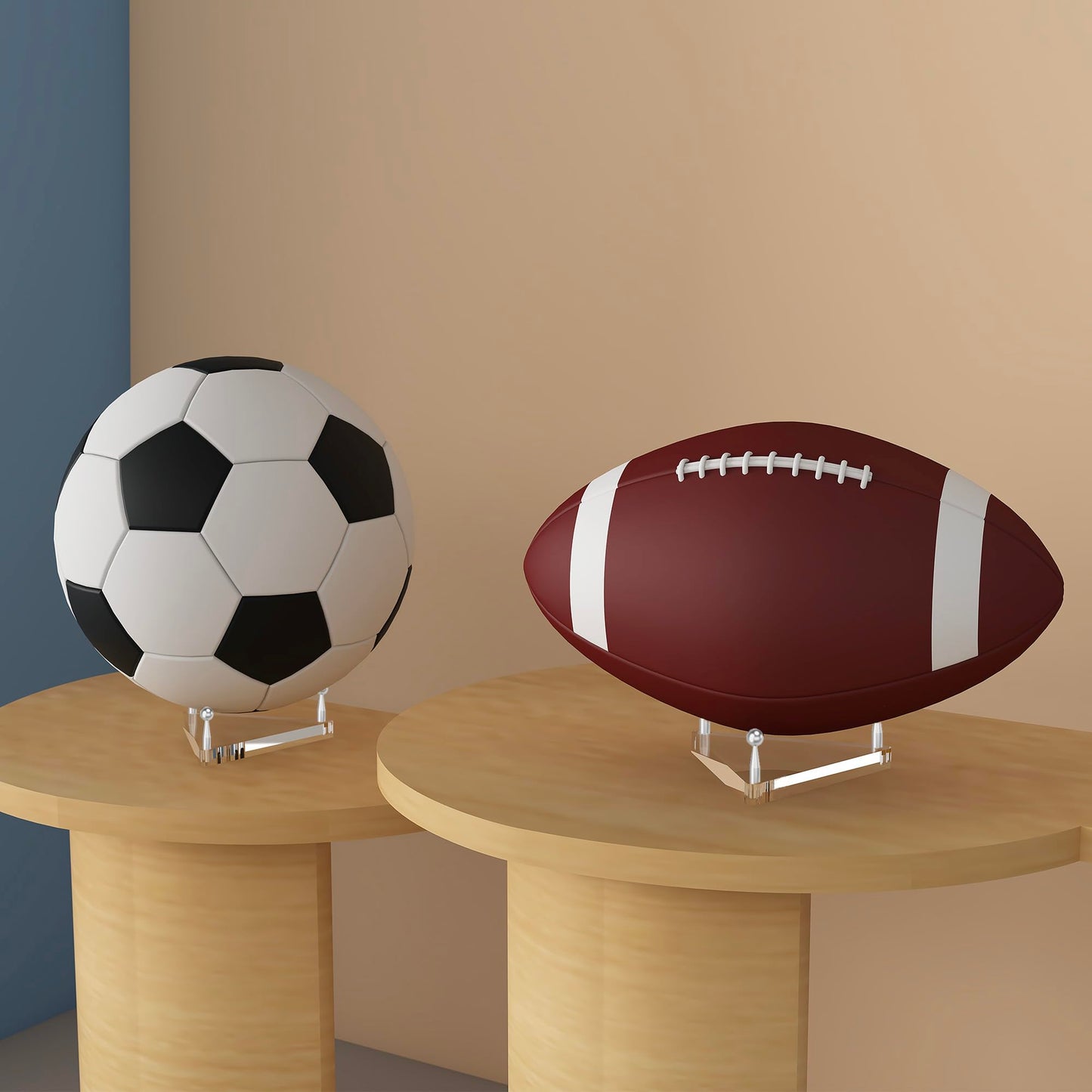 UoYeet Acrylic Triangle Ball Display Stand with Silver Metal Pegs (3-Pack) – Modern Sports Memorabilia Holder for Basketball, Football, Soccer – Shatterproof & Space-Saving Gift for Fans