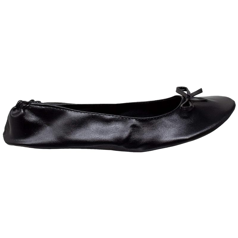 Untssiw Black Medium Foldable Ballet Flats with Pouch - Travel Roll Up Shoes