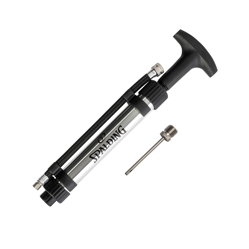 Spalding Dual Action 6" Chrome Ball Pump - Ideal for Basketball, Volleyball, Football, Soccer, Rugby (Includes Needle) - Variation: Dual Action