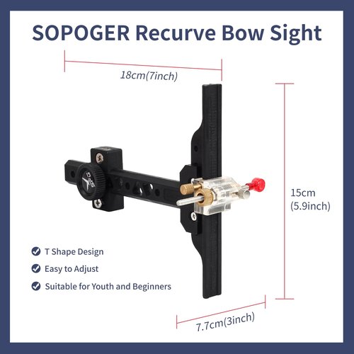 SOPOGER Recurve Bow Sight T Shape Adjustable Archery Bow Sight for Recurve Bow Target Youth Practice Beginners Recurve Bow Accessories Hunting