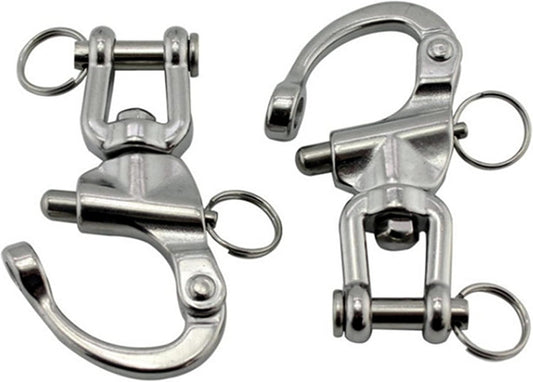 2Pcs Marine Swivel Snap Shackle， 316 Stainless Steel Quick Release Diving Clips Swivel Snap Hook for Sailboat Spinnaker Halyard Yacht