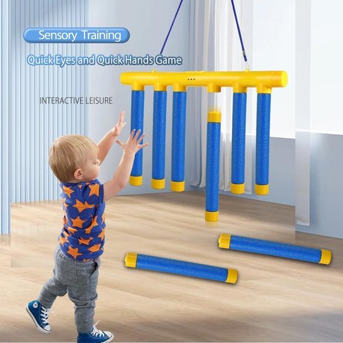 Sunbuti Reflex Game Falling Sticks, Reflex Stick Game, Reaction Time Training, Hand Eye Coordination Training, Upgrade 3 Adjustable Speed Drop Stick Test Game for Adults with Remote Control (Blue-a)