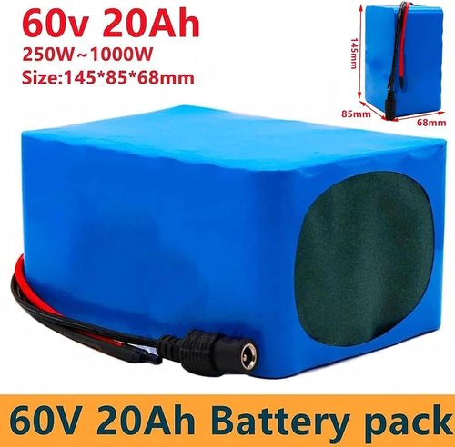 60V Lithium Ion Battery Replacement for E-Bike with Built-in BMS Protection for 250-1000W Electric Bicycle Motor, Includes Charger and XT90 Plug