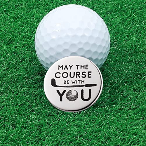 May The Course Be With You Golf Ball Marker with Magnetic Hat Clip - Funny Golf Accessories for Men & Women