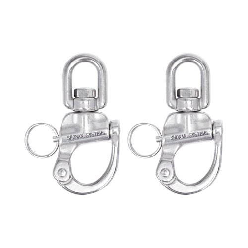 SHONAN 2.75" Quick Release Snap Shackle, 2 Pack Marine SCBA Mask Quick Release Clips Swivel Eye Snap Shackles, Stainless Steel Sailing Shackles Rigging Clips for Sailboat Halyard