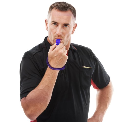Hedume 30 Pcs Sport Whistle with Bracelet, 6 Colors Loud Plastic Whistles with Stretchable Coil Wrist Keychain Ring for Coaches, Referees, Officials, Birthday Party Gift, Emergency Training