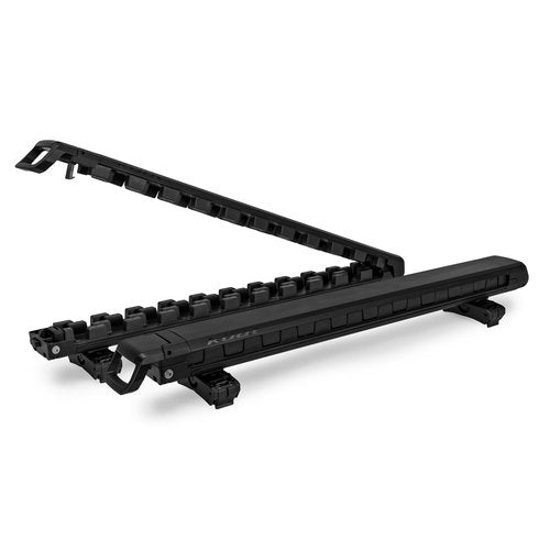 KUAT Grip 6 Durable Universal Rooftop Crossbars Mounted Slide-Out Locking Clamshell Rack, Fits 6 Skis/4 Snowboards - Matte Black with Black Anodize (Matte Black)