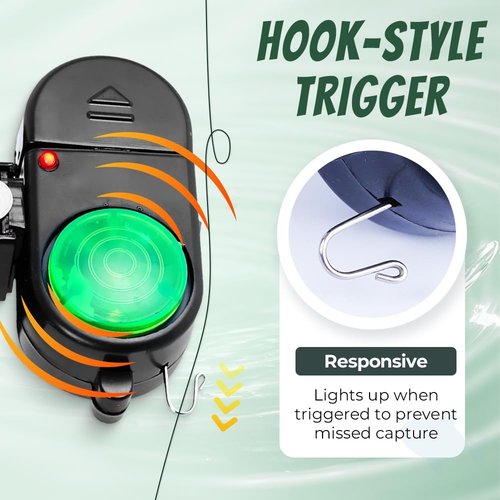 Fishing Bite Alarms with LED, Sensitive Electronic Fishing Bells for Rods, Sound Alert Indicators, Fishing Pole Bells for Bite Detection, Clip-On Fishing Alarm with Light & Sound (8, Black)