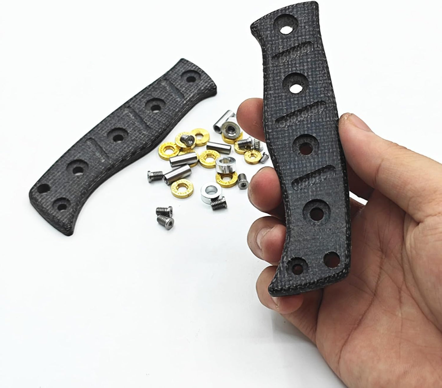 2Pcs Custom Micarta Handle Fit for Benchmade Fixed Adamas 375 Knife with Screws Sets DIY Scale Swap Repair Parts Patches Handle Replacement(Grey)